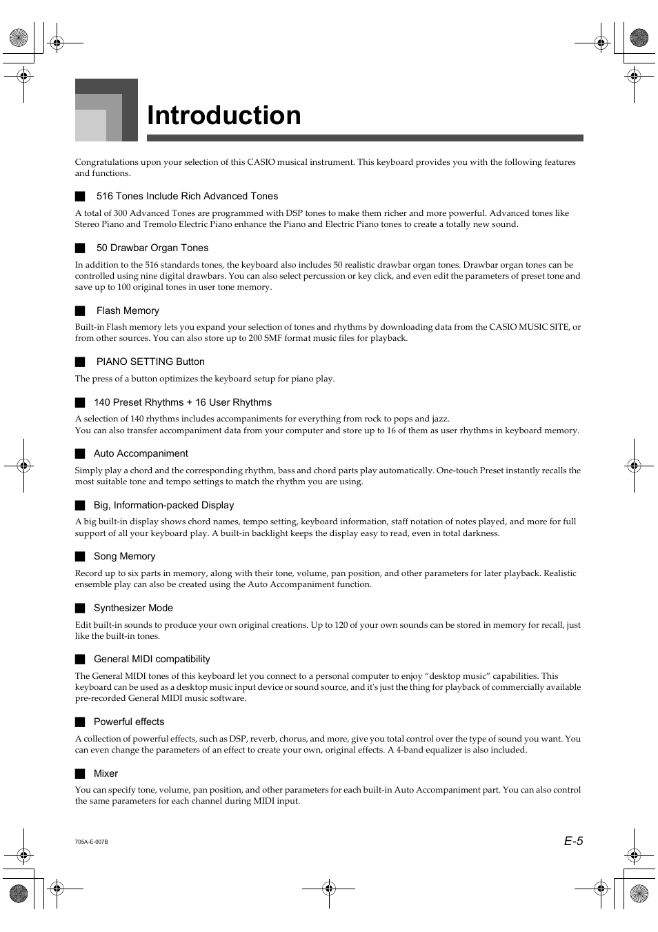 Introduction | Casio CTK-691 User Manual | Page 7 / 122