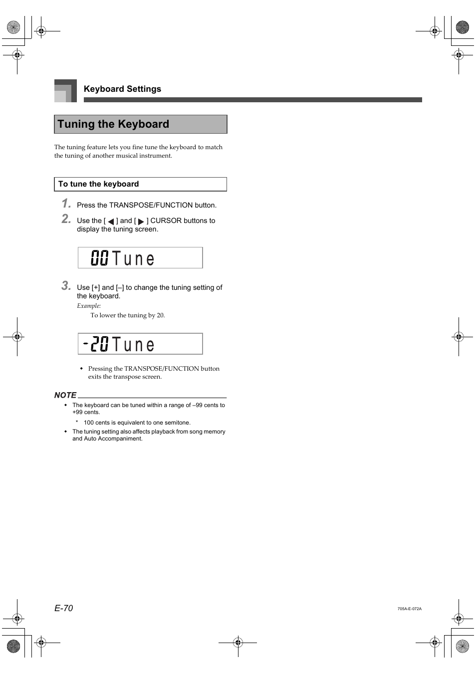 Tuning the keyboard | Casio CTK-691 User Manual | Page 72 / 122
