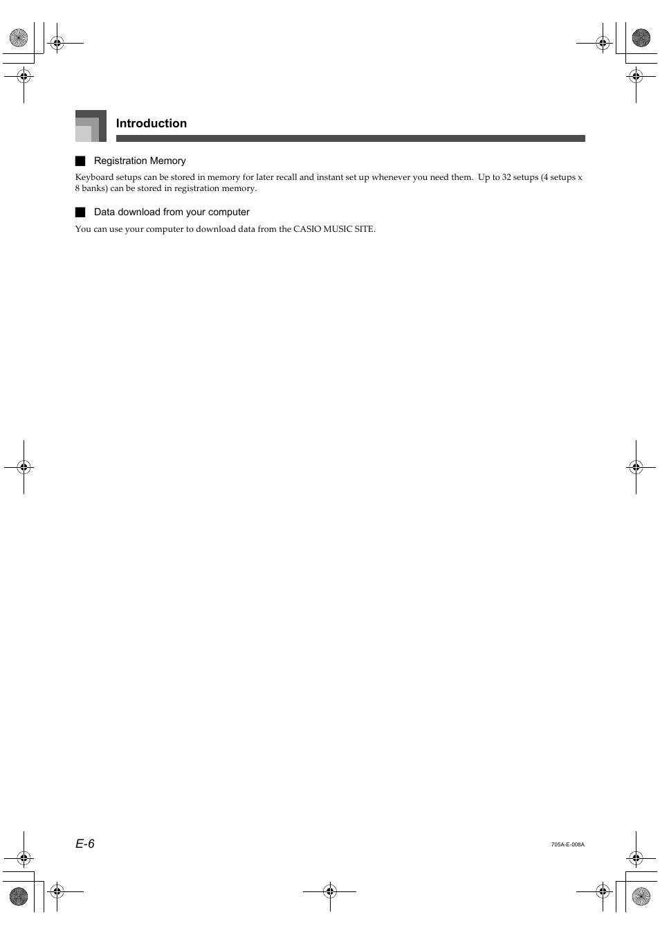 Introduction e-6 | Casio CTK-691 User Manual | Page 8 / 122