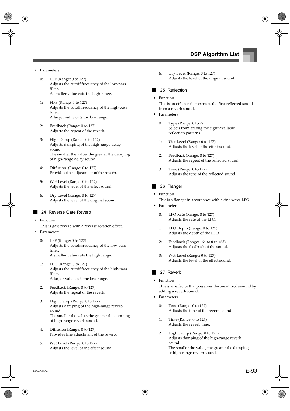 E-93 dsp algorithm list | Casio CTK-691 User Manual | Page 95 / 122