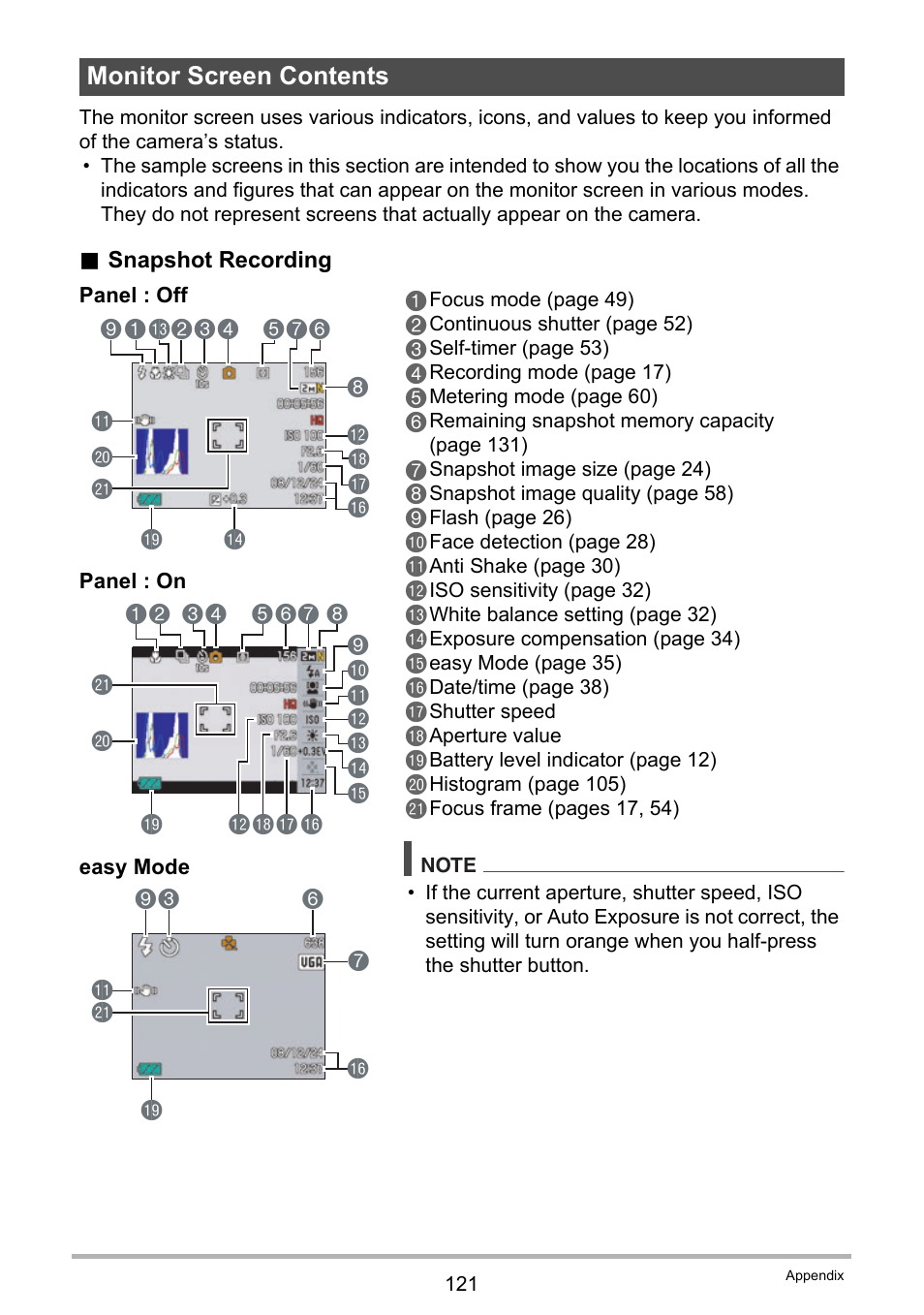 Monitor screen contents | Casio EX-Z155 User Manual | Page 121 / 137