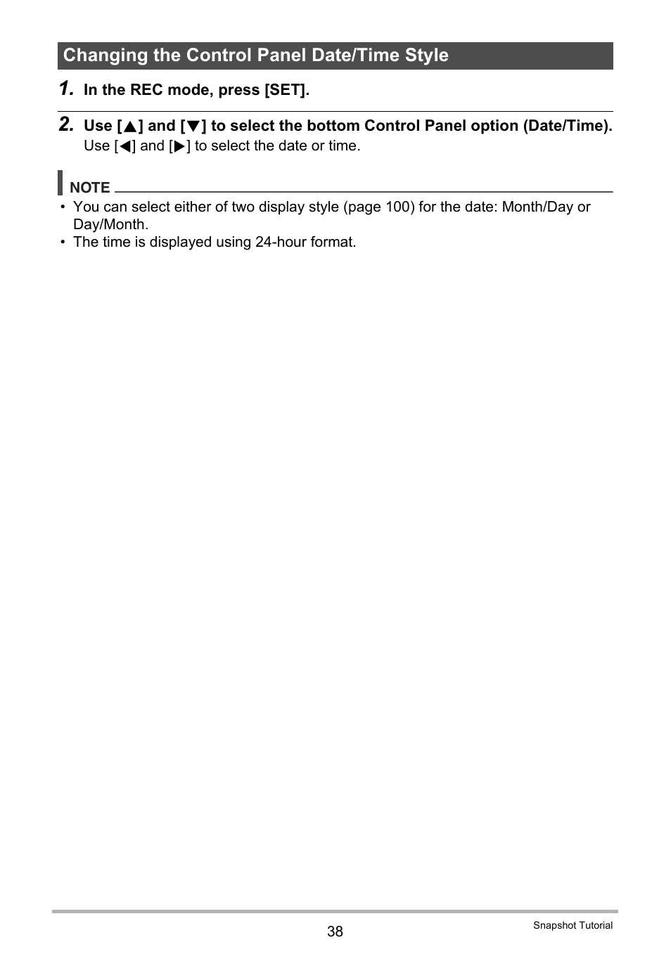 Changing the control panel date/time style | Casio EX-Z155 User Manual | Page 38 / 137