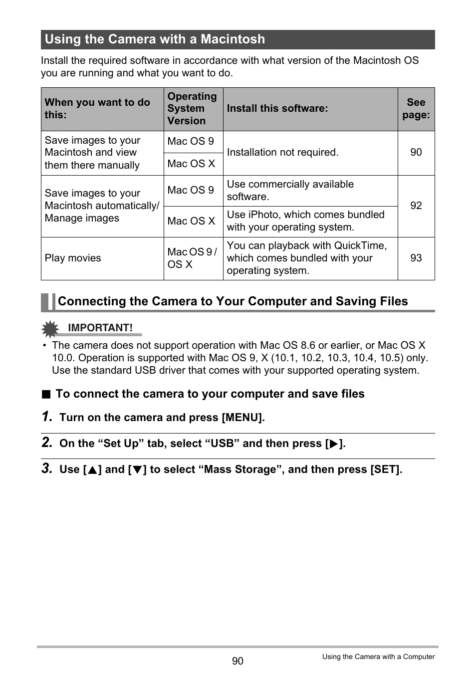 Using the camera with a macintosh | Casio EX-Z155 User Manual | Page 90 / 137