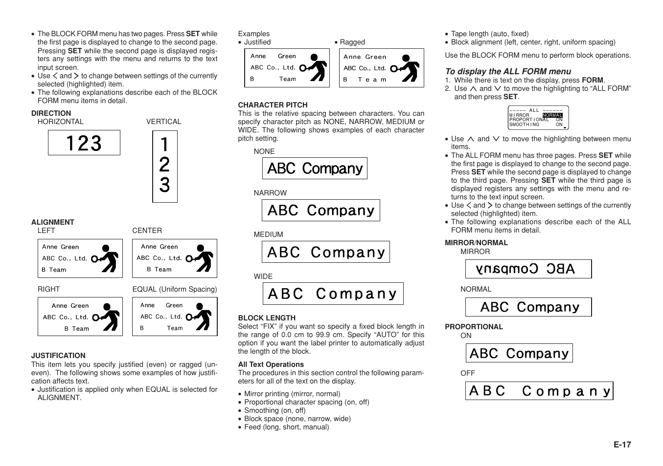 E-17 | Casio KL-8100 User Manual | Page 18 / 31