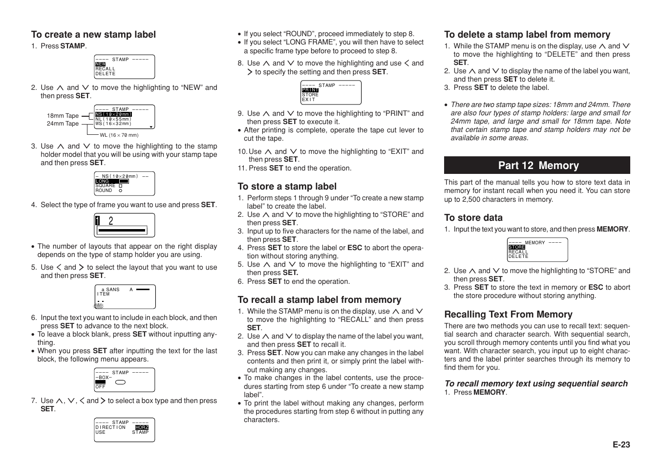 E-23 | Casio KL-8100 User Manual | Page 24 / 31