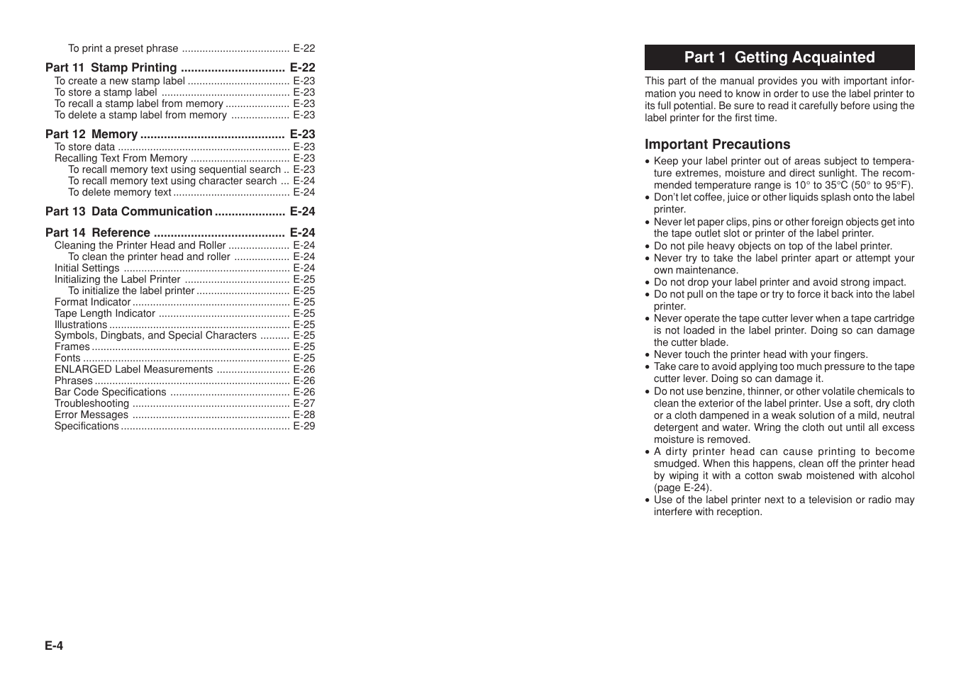 Part 1 getting acquainted | Casio KL-8100 User Manual | Page 5 / 31