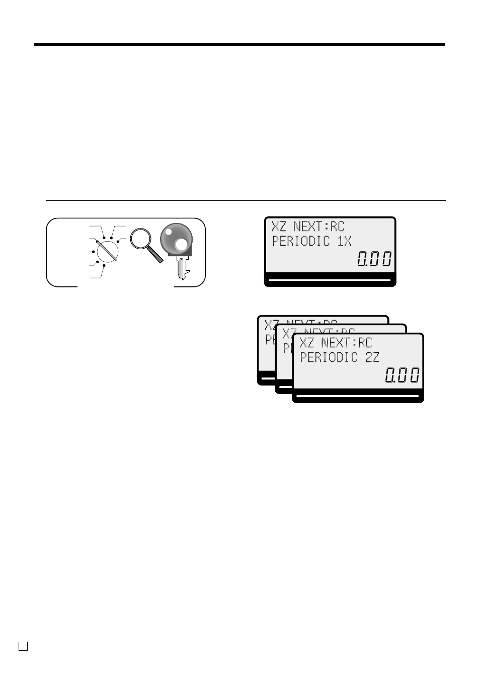 Advanced operations and setups, Xz next:rc periodic 1x, Xz next:rc periodic 1z | Xz next:rc periodic 2x, Xz next:rc periodic 2z, Periodic sales read report (“x2” mode), Periodic sales reset report (“z2” mode), Mode switch | Casio SE-S300 User Manual | Page 82 / 98