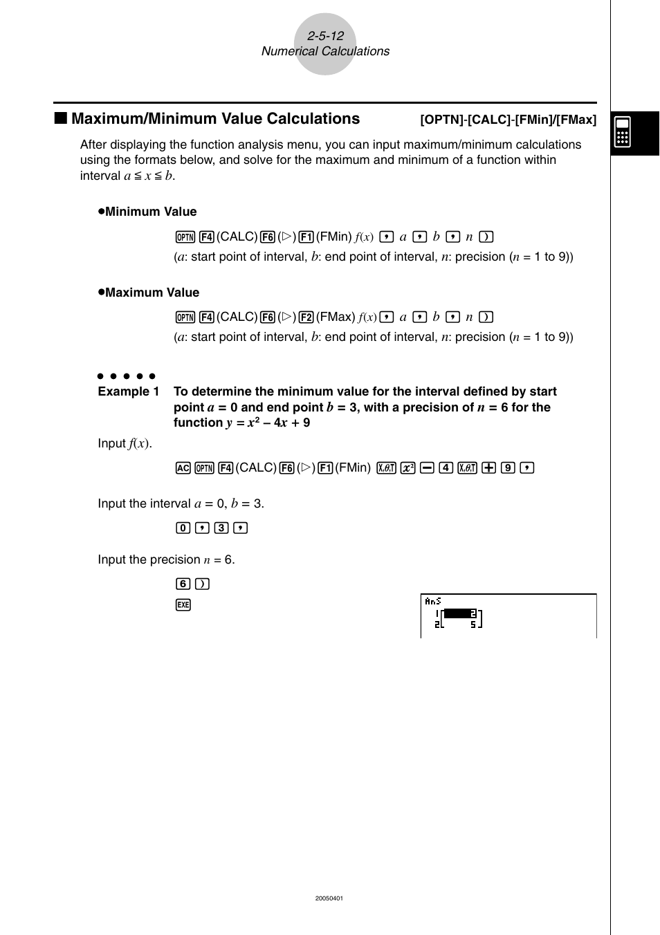 Kk maximum/minimum value calculations | Casio fx-9860G SD User Manual | Page 106 / 596