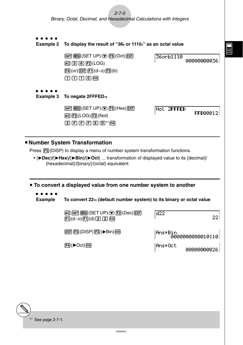 Number system transformation | Casio fx-9860G SD User Manual | Page 117 / 596