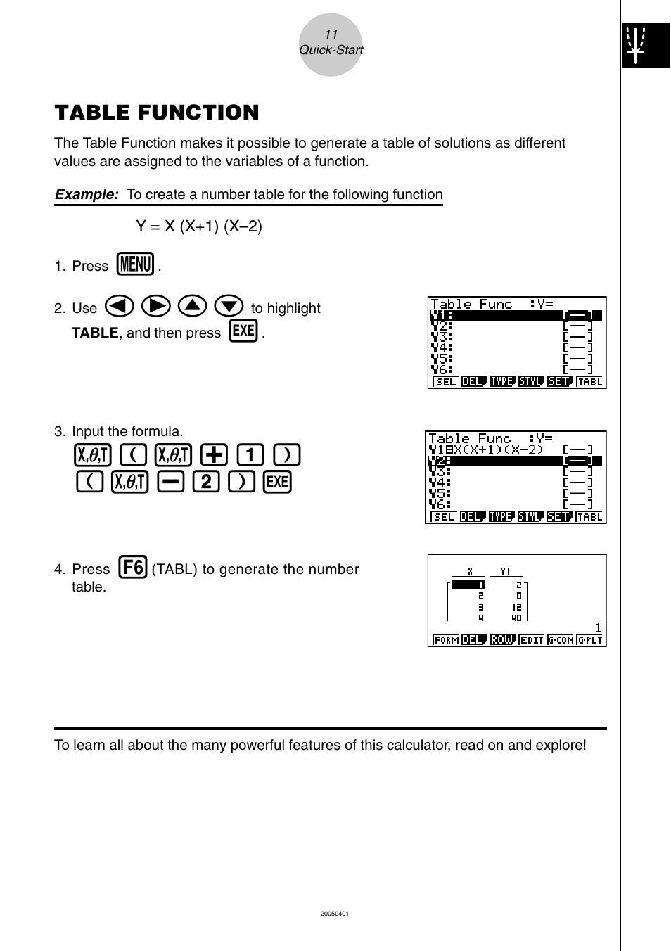 Table function, Defc, V(v+b) ( v-c)w | Casio fx-9860G SD User Manual | Page 16 / 596