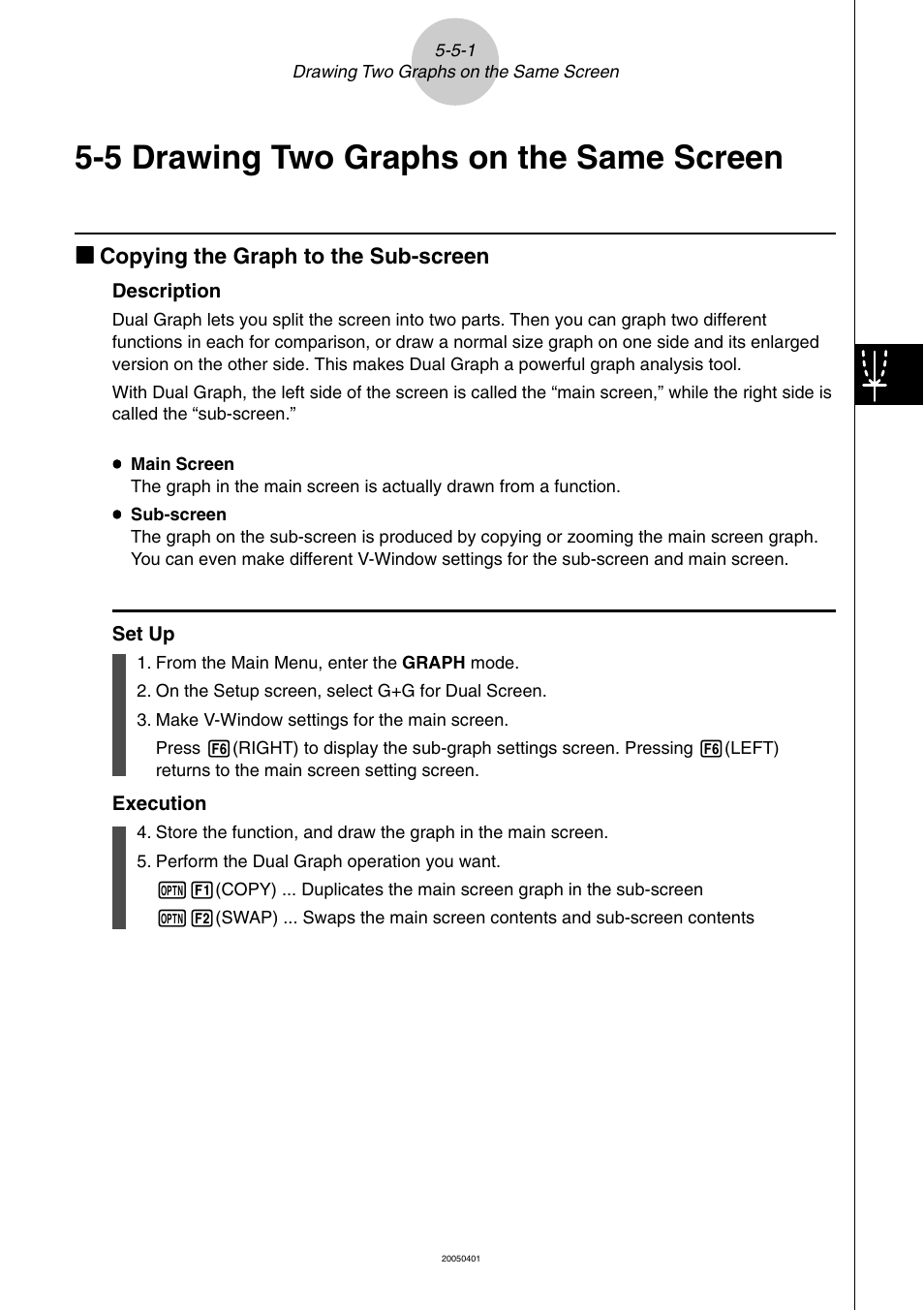 5 drawing two graphs on the same screen, Drawing two graphs on the same screen -5-1, Drawing two graphs on the same screen | Casio fx-9860G SD User Manual | Page 200 / 596