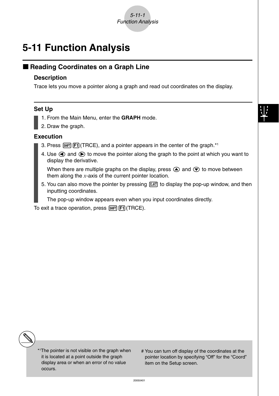 11 function analysis, Function analysis -11-1, Kk reading coordinates on a graph line | Casio fx-9860G SD User Manual | Page 256 / 596