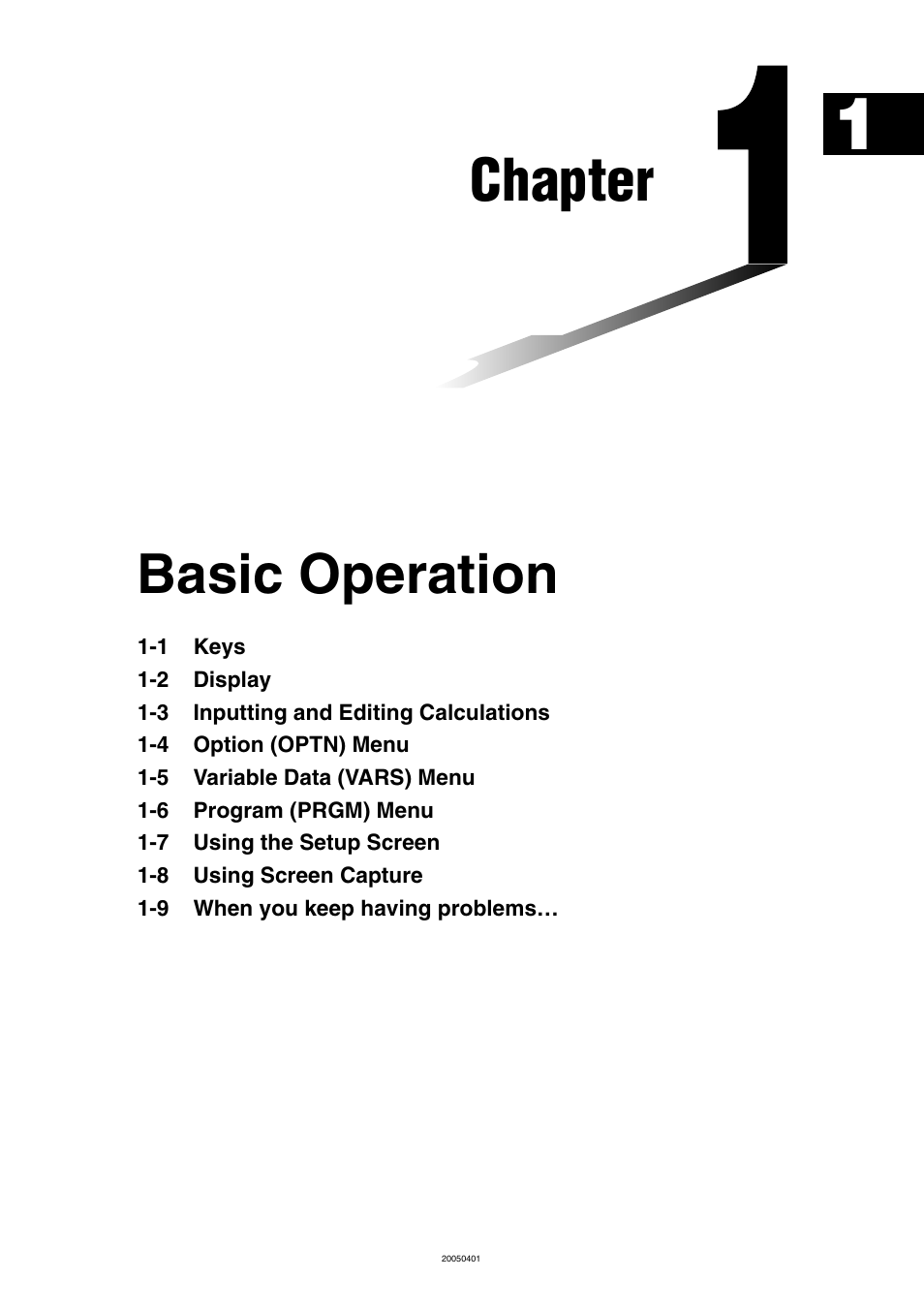 Chapter 1 basic operation, Chapter, Basic operation | Casio fx-9860G SD User Manual | Page 26 / 596