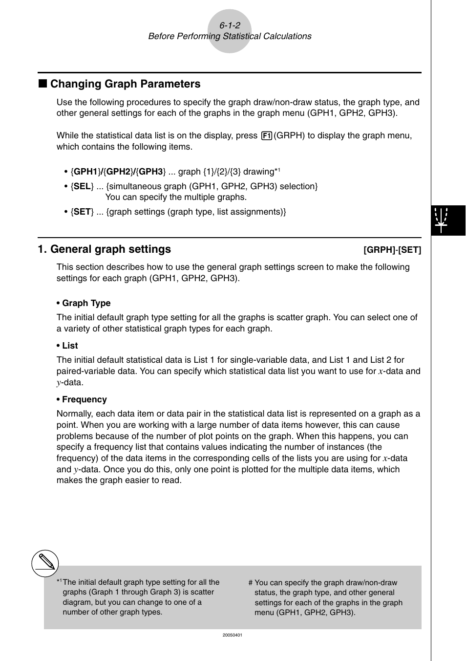 K changing graph parameters, General graph settings | Casio fx-9860G SD User Manual | Page 280 / 596