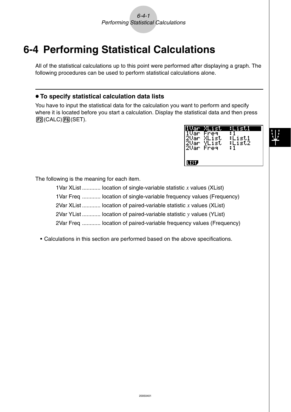 4 performing statistical calculations, Performing statistical calculations -4-1, Performing statistical calculations | Casio fx-9860G SD User Manual | Page 301 / 596