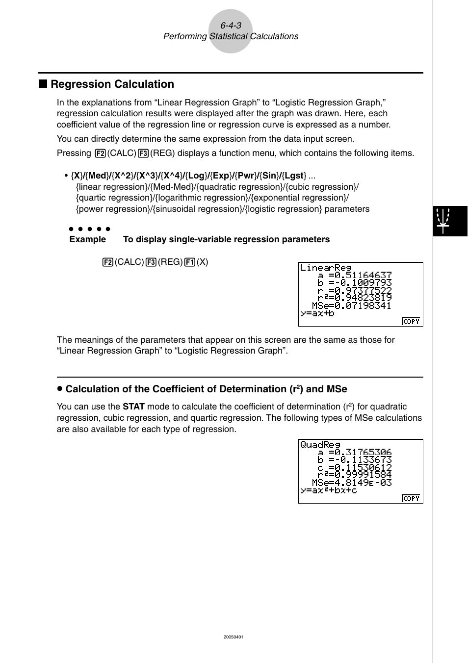 K regression calculation | Casio fx-9860G SD User Manual | Page 303 / 596