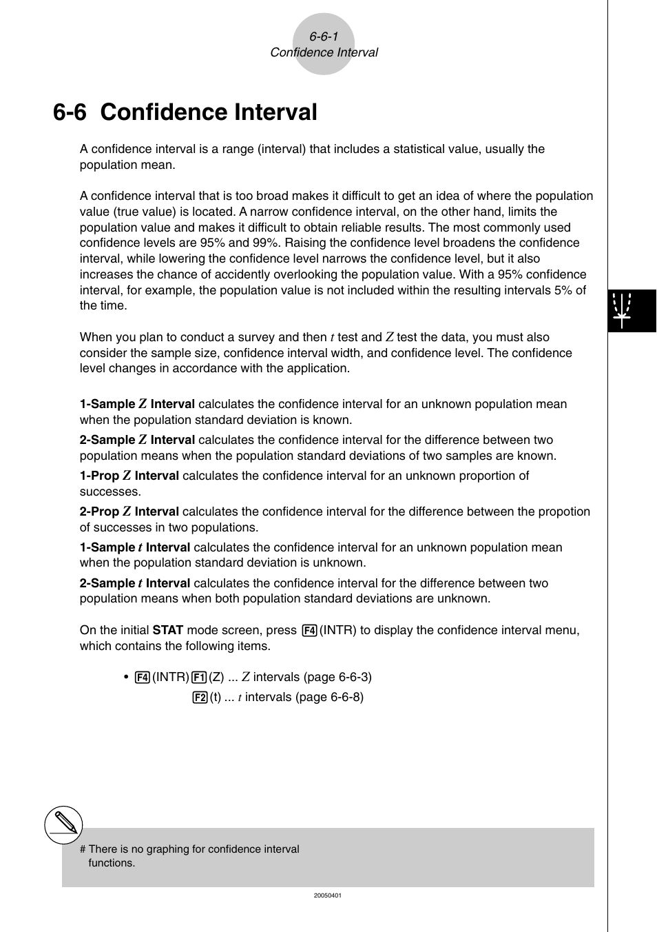 6 confidence interval, Confidence interval -6-1, Confidence interval | Casio fx-9860G SD User Manual | Page 336 / 596