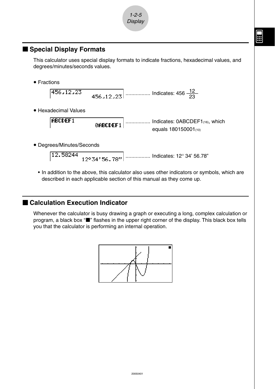 Kk special display formats, Kk calculation execution indicator | Casio fx-9860G SD User Manual | Page 34 / 596