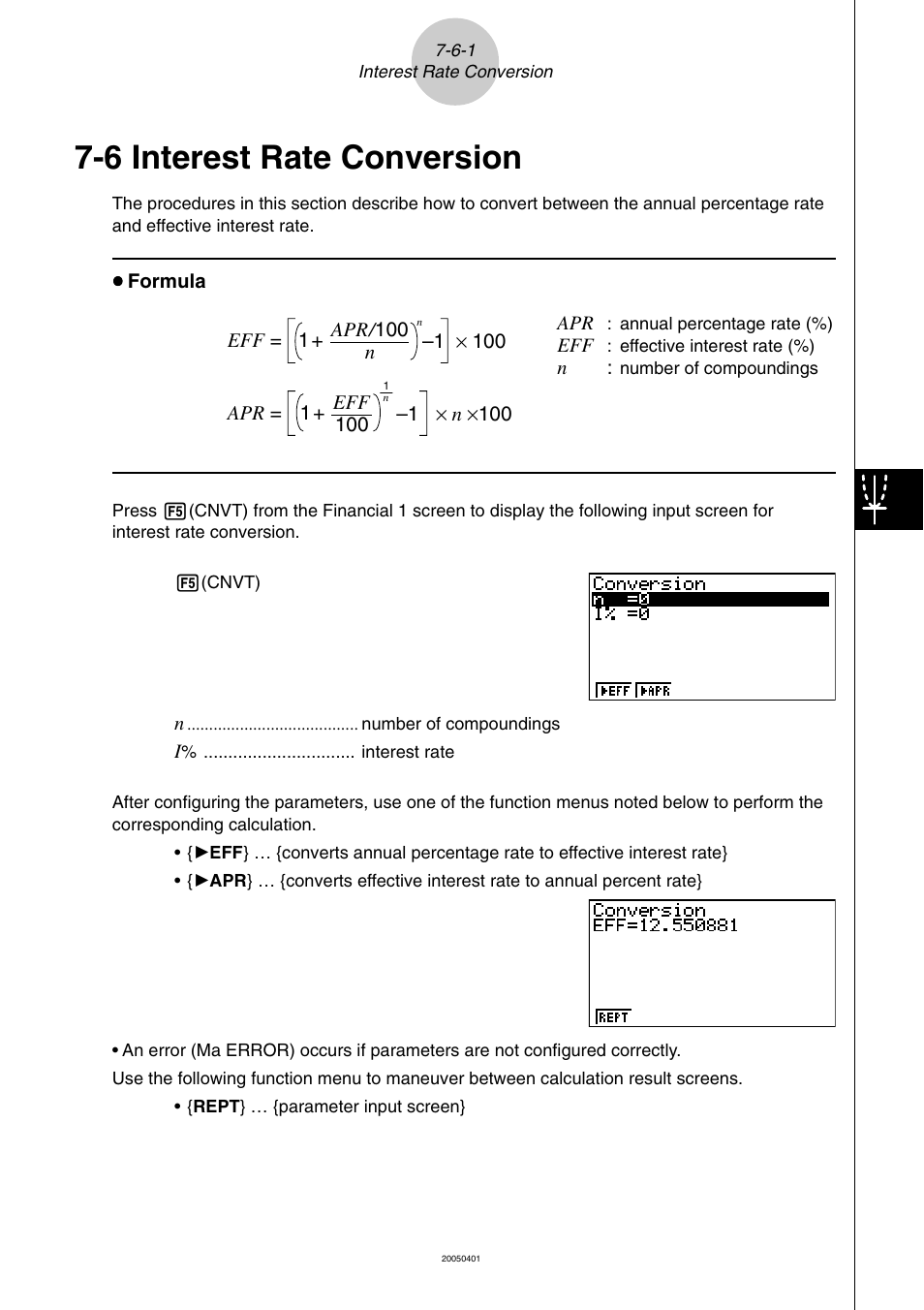 6 interest rate conversion, Interest rate conversion -6-1 | Casio fx-9860G SD User Manual | Page 384 / 596