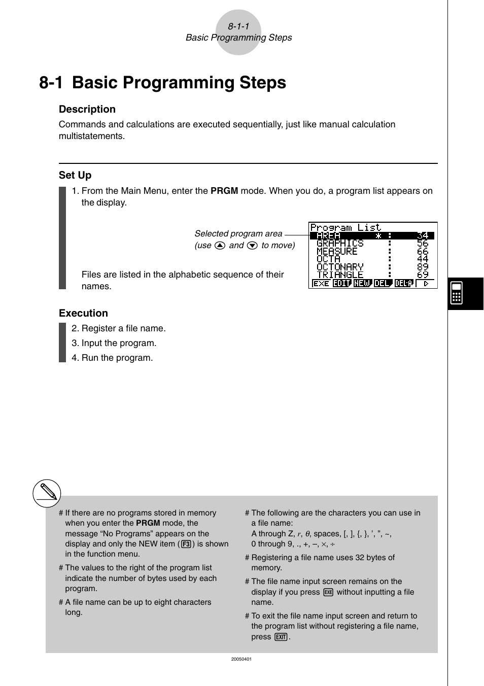 1 basic programming steps, Basic programming steps -1-1, Basic programming steps | Casio fx-9860G SD User Manual | Page 389 / 596