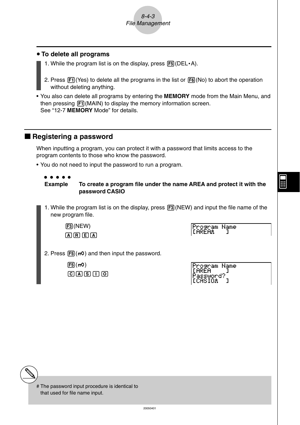 Kk registering a password | Casio fx-9860G SD User Manual | Page 399 / 596