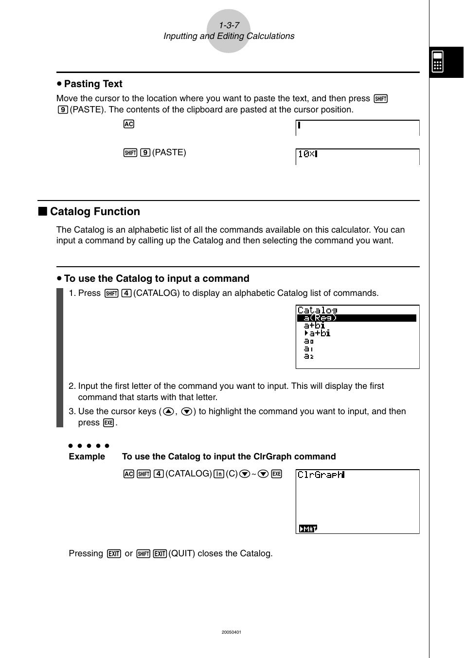 Kk catalog function | Casio fx-9860G SD User Manual | Page 41 / 596
