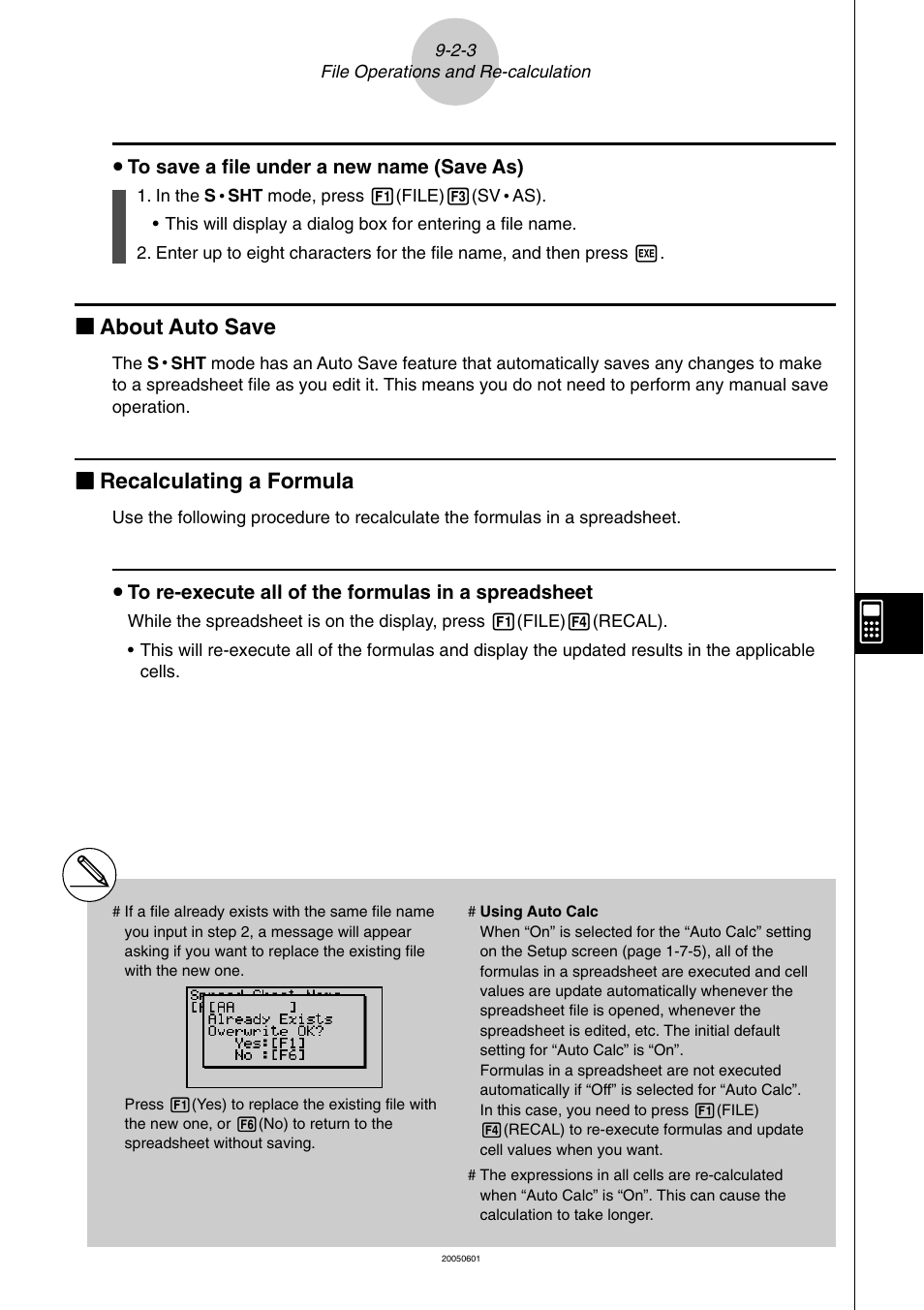 Kk about auto save, Kk recalculating a formula | Casio fx-9860G SD User Manual | Page 451 / 596