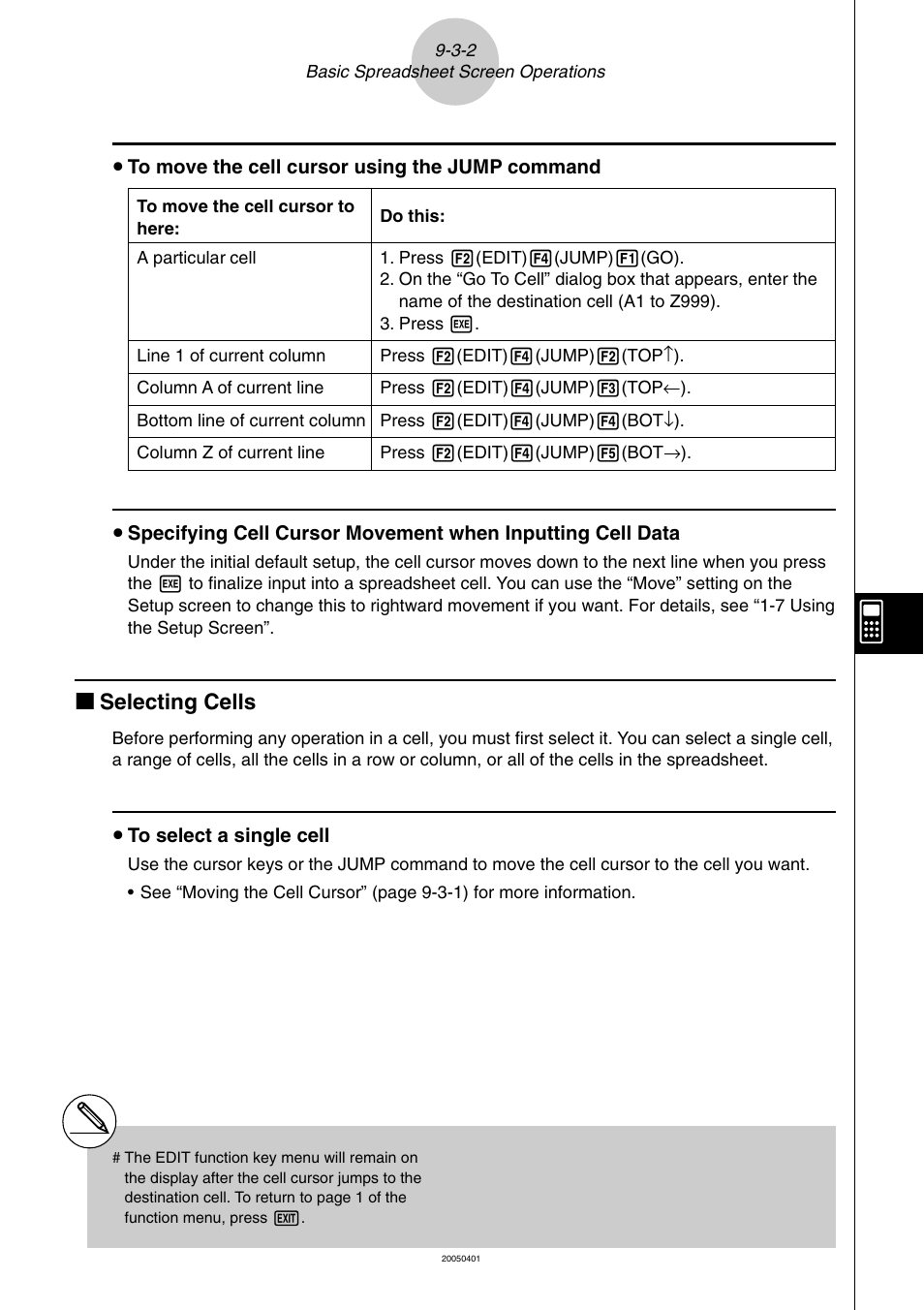 Kk selecting cells | Casio fx-9860G SD User Manual | Page 453 / 596