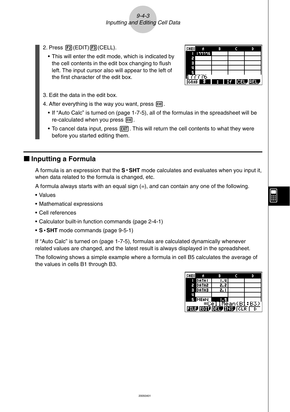 Kk inputting a formula | Casio fx-9860G SD User Manual | Page 458 / 596