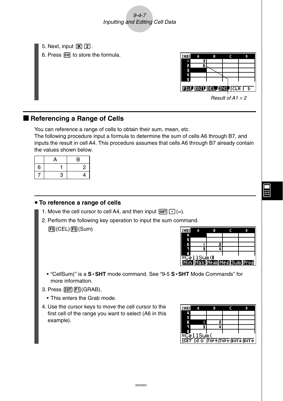 Kk referencing a range of cells | Casio fx-9860G SD User Manual | Page 462 / 596