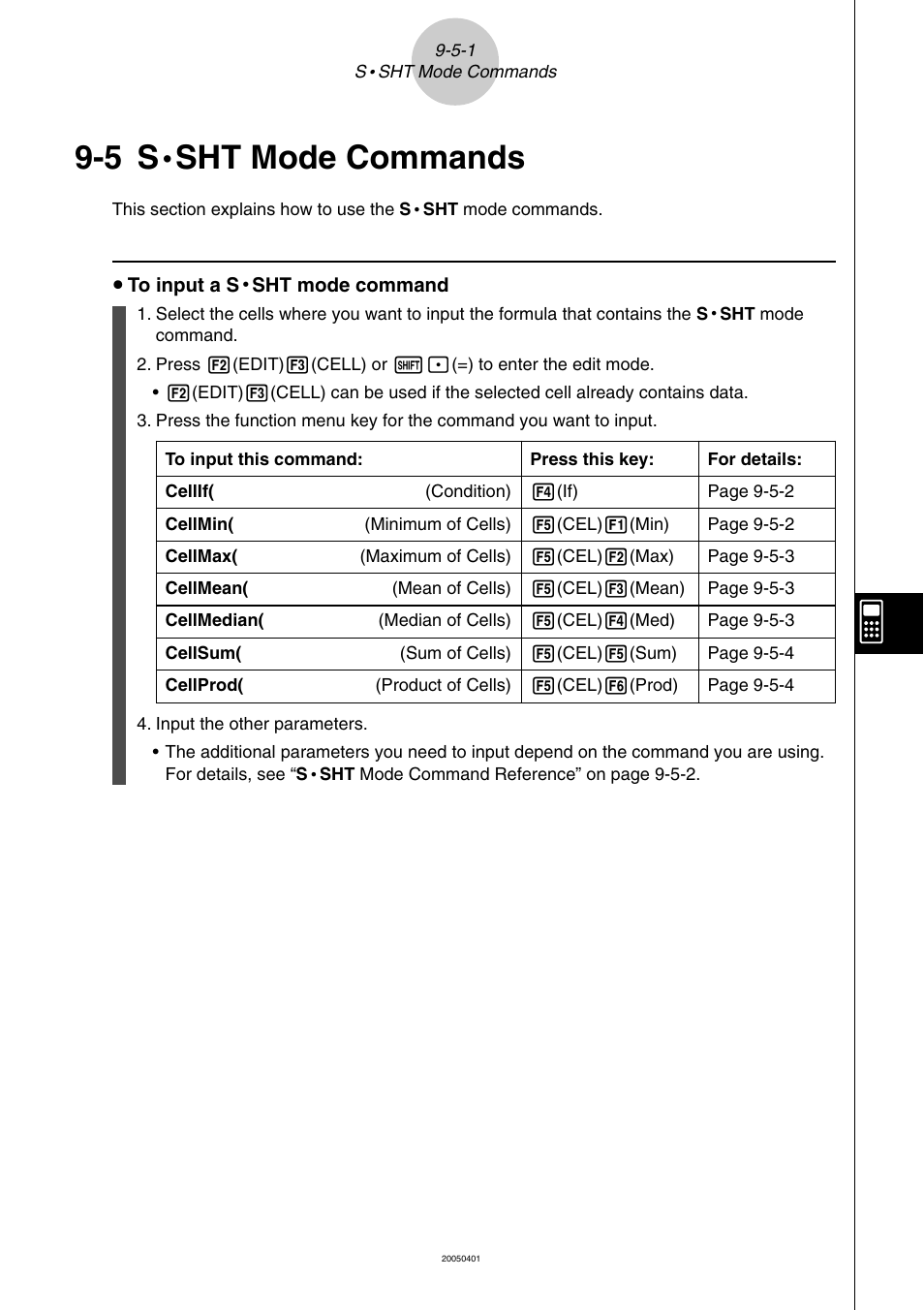 5 s.sht mode commands, Sht mode commands -5-1, Sht mode commands | Casio fx-9860G SD User Manual | Page 477 / 596