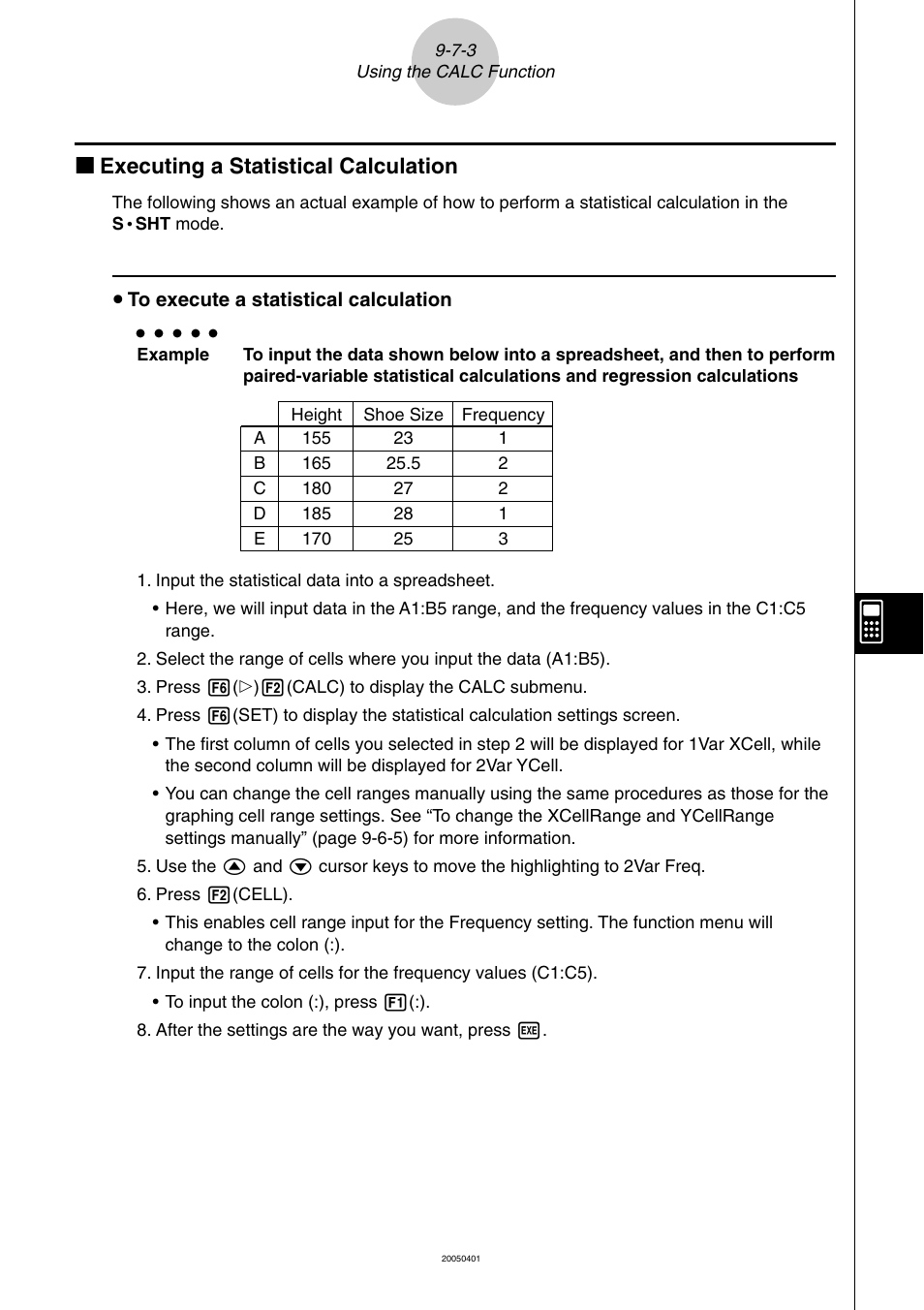 Kk executing a statistical calculation | Casio fx-9860G SD User Manual | Page 489 / 596