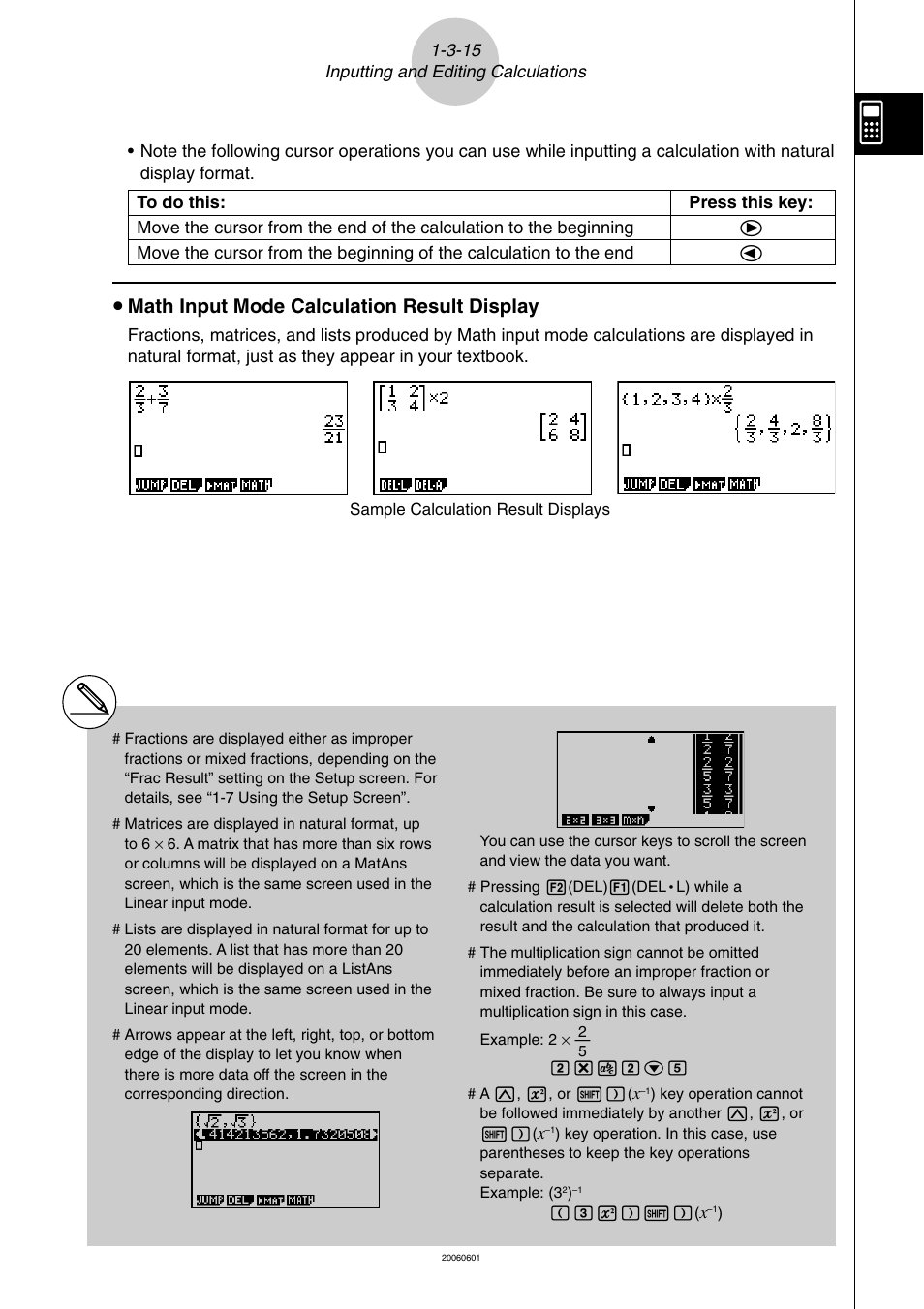 U math input mode calculation result display | Casio fx-9860G SD User Manual | Page 49 / 596