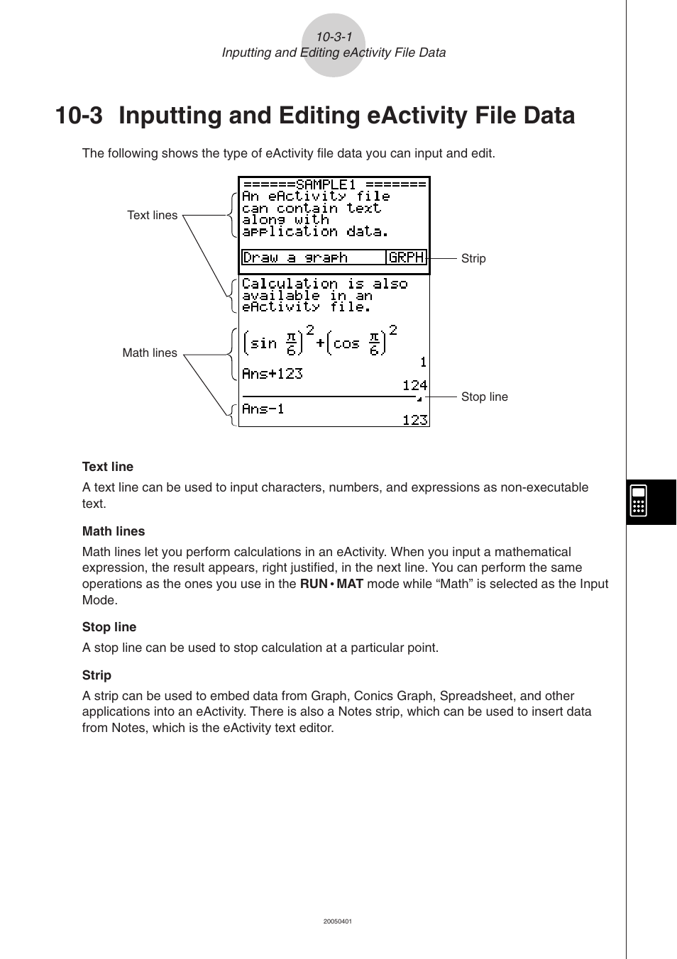 3 inputting and editing eactivity file data, Inputting and editing eactivity file data -3-1 | Casio fx-9860G SD User Manual | Page 508 / 596