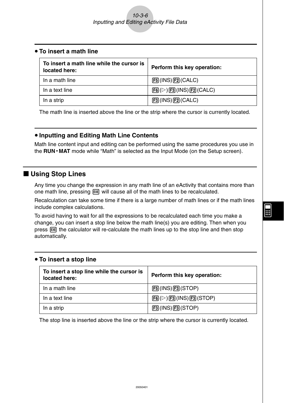 K using stop lines | Casio fx-9860G SD User Manual | Page 513 / 596