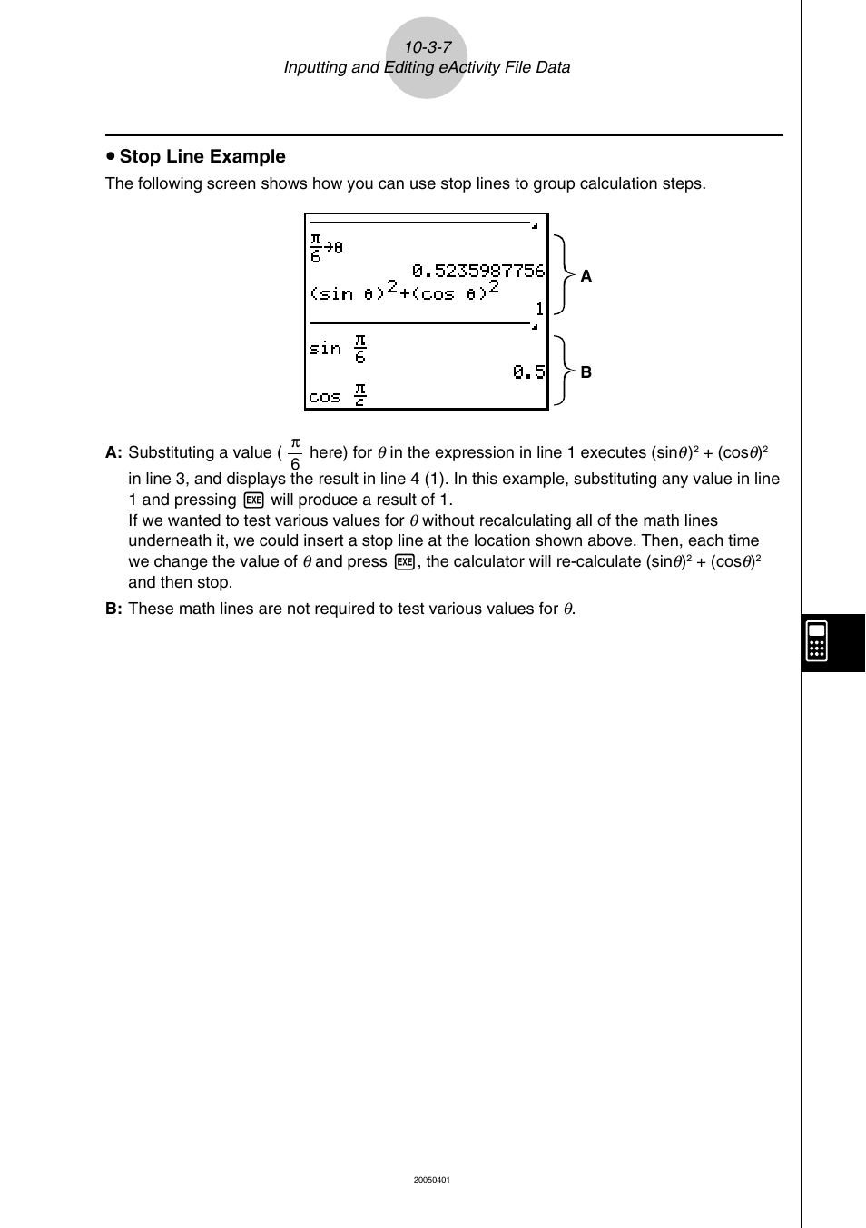 U stop line example | Casio fx-9860G SD User Manual | Page 514 / 596