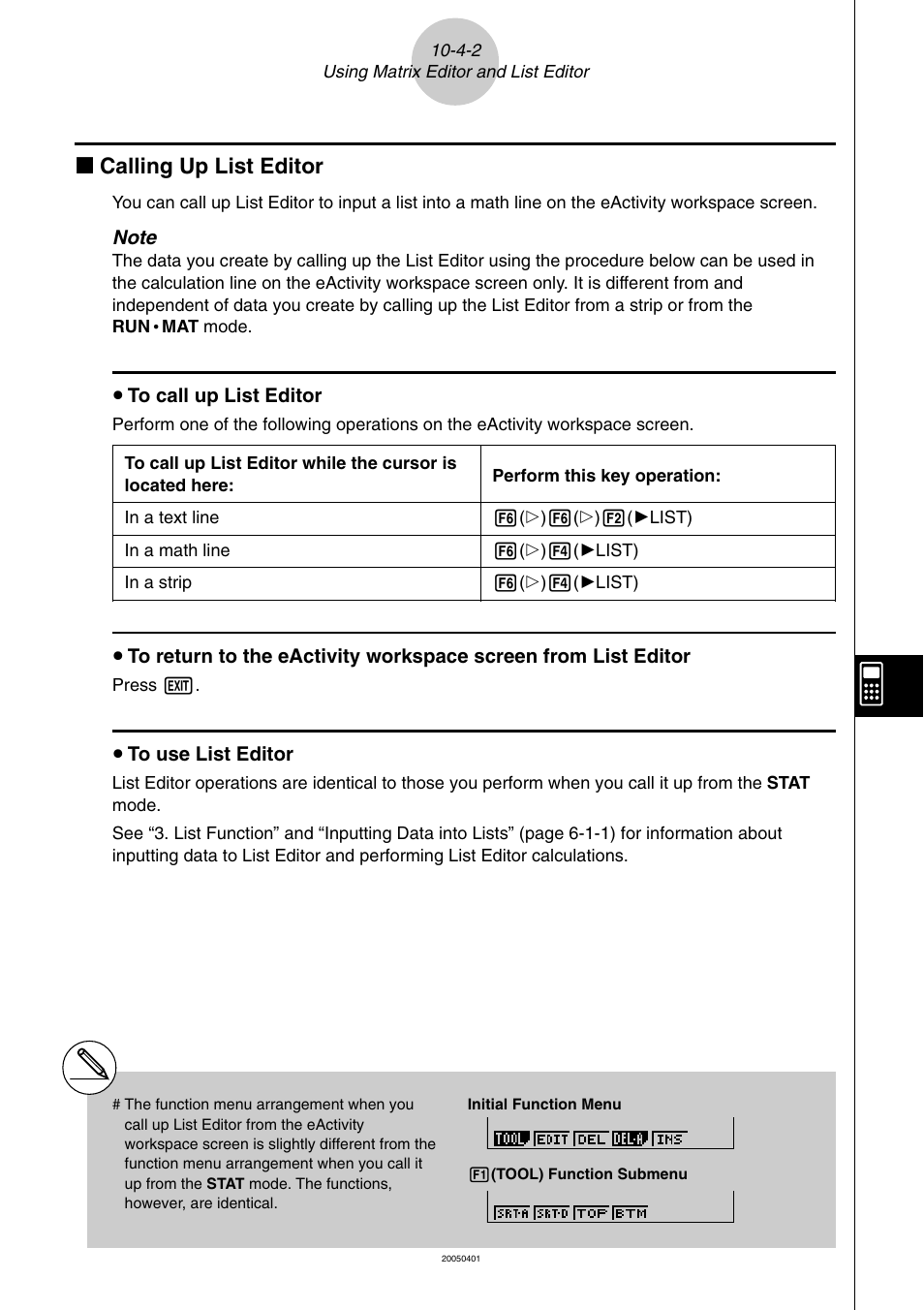 K calling up list editor | Casio fx-9860G SD User Manual | Page 529 / 596