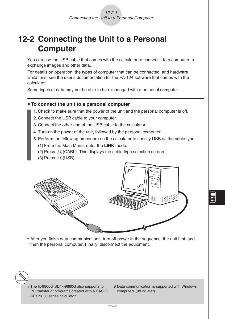 2 connecting the unit to a personal computer, Connecting the unit to a personal computer -2-1, Connecting the unit to a personal computer | Casio fx-9860G SD User Manual | Page 541 / 596