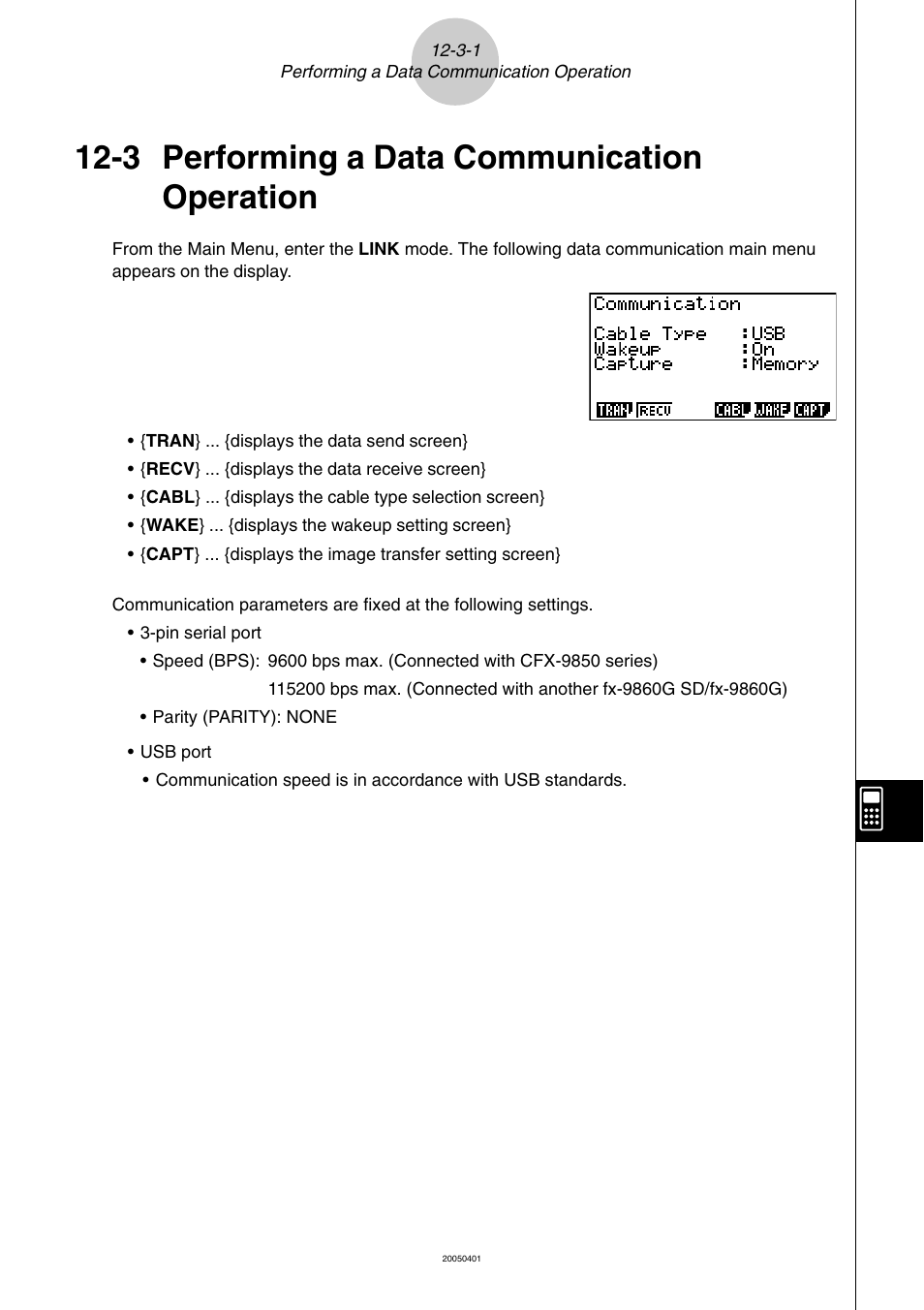 3 performing a data communication operation, Performing a data communication operation -3-1, Performing a data communication operation | Casio fx-9860G SD User Manual | Page 542 / 596