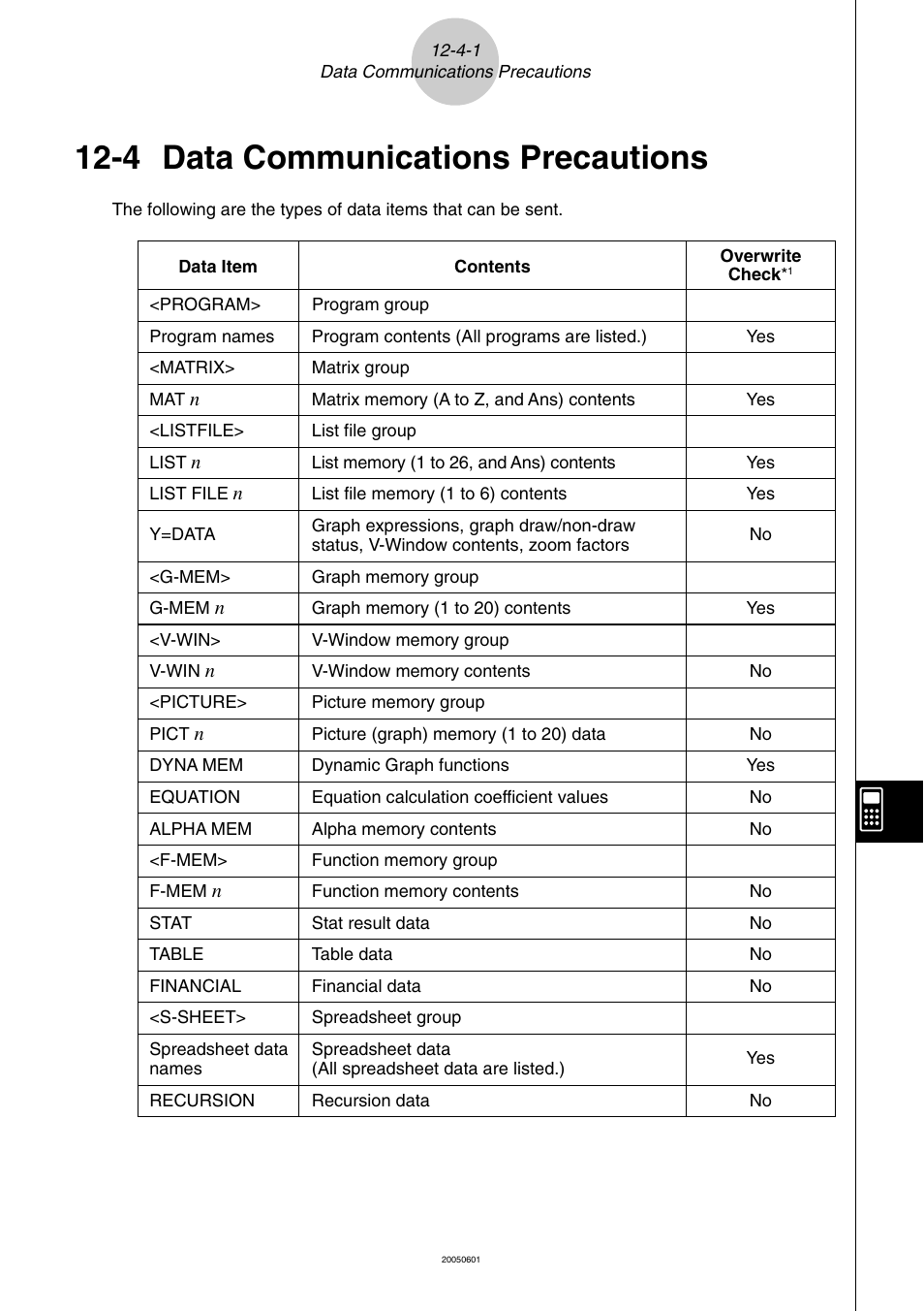 4 data communications precautions, Data communications precautions -4-1, Data communications precautions | Casio fx-9860G SD User Manual | Page 547 / 596