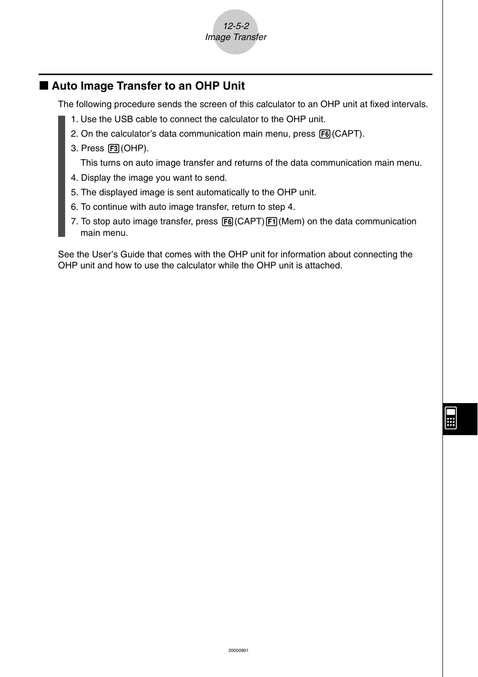 K auto image transfer to an ohp unit | Casio fx-9860G SD User Manual | Page 551 / 596