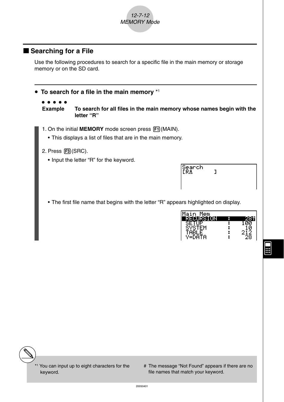 Kk searching for a file | Casio fx-9860G SD User Manual | Page 565 / 596