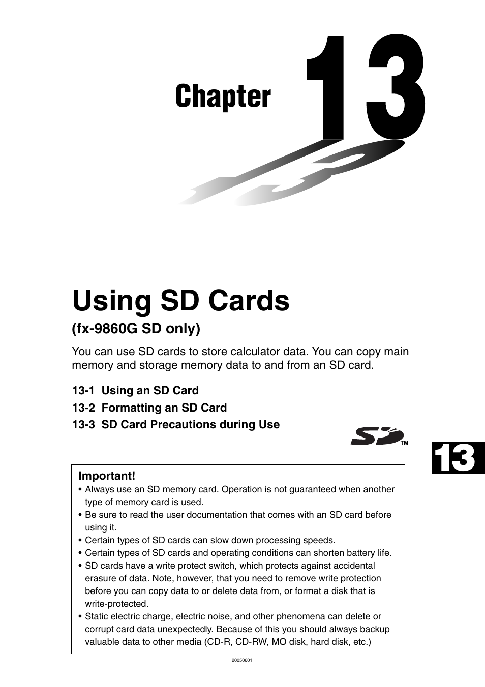 Chapter 13 using sd cards (fx-9860g sd only), Chapter 13, Using sd cards | Fx-9860g sd only), Chapter | Casio fx-9860G SD User Manual | Page 571 / 596