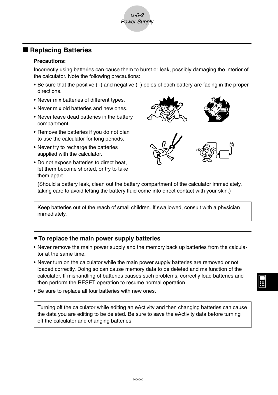 K replacing batteries | Casio fx-9860G SD User Manual | Page 591 / 596