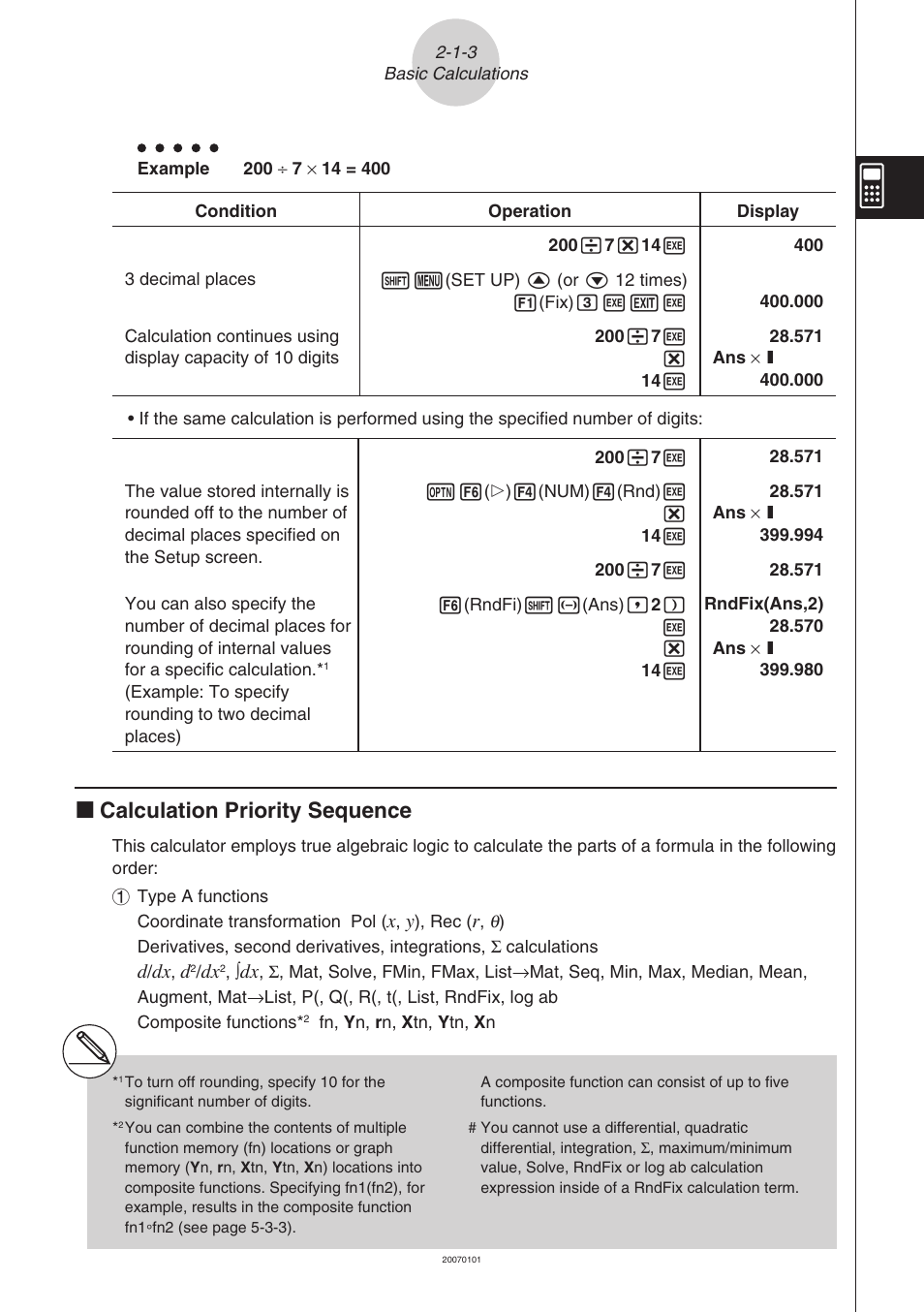 Kcalculation priority sequence | Casio fx-9860G SD User Manual | Page 69 / 596