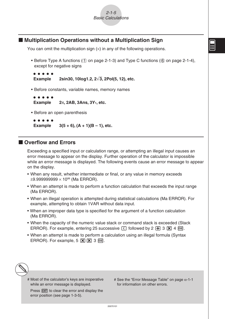 Koverflow and errors | Casio fx-9860G SD User Manual | Page 71 / 596