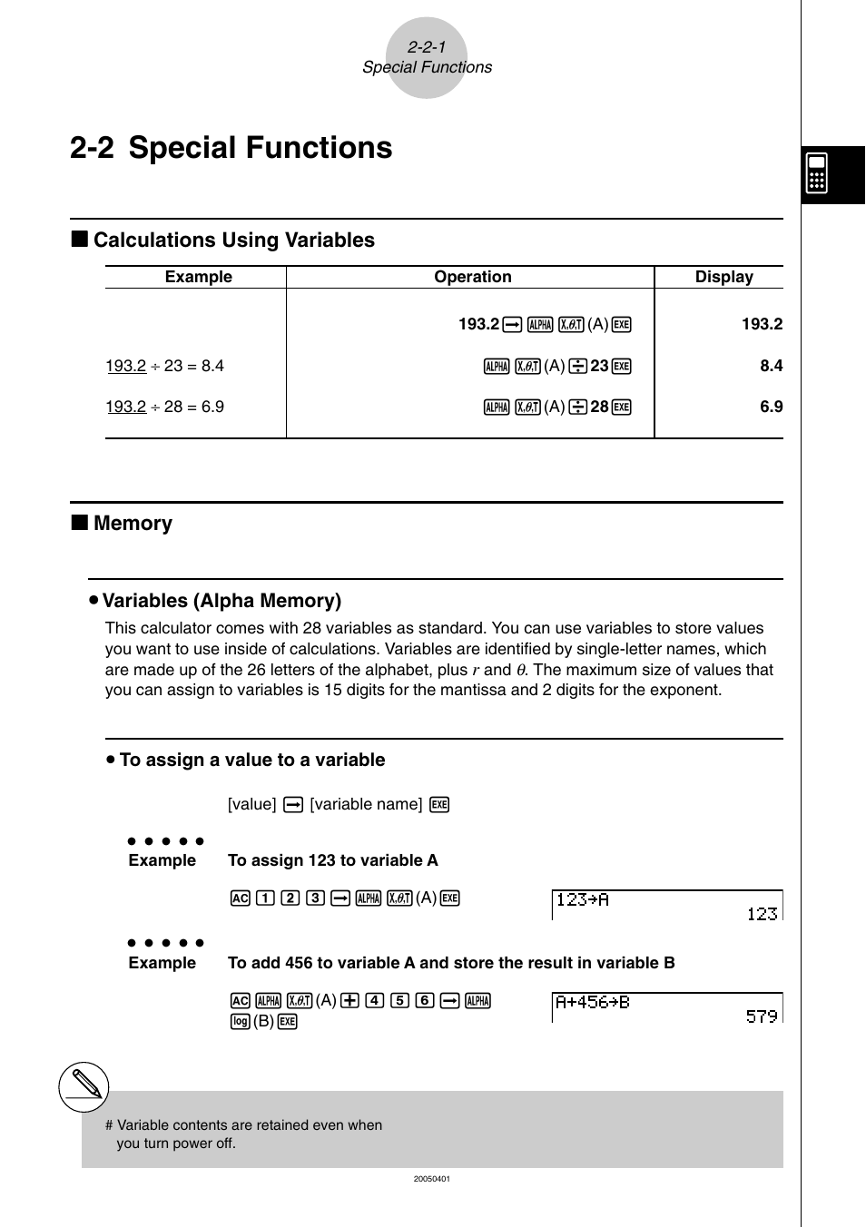 2 special functions, Special functions -2-1, Special functions | Casio fx-9860G SD User Manual | Page 73 / 596