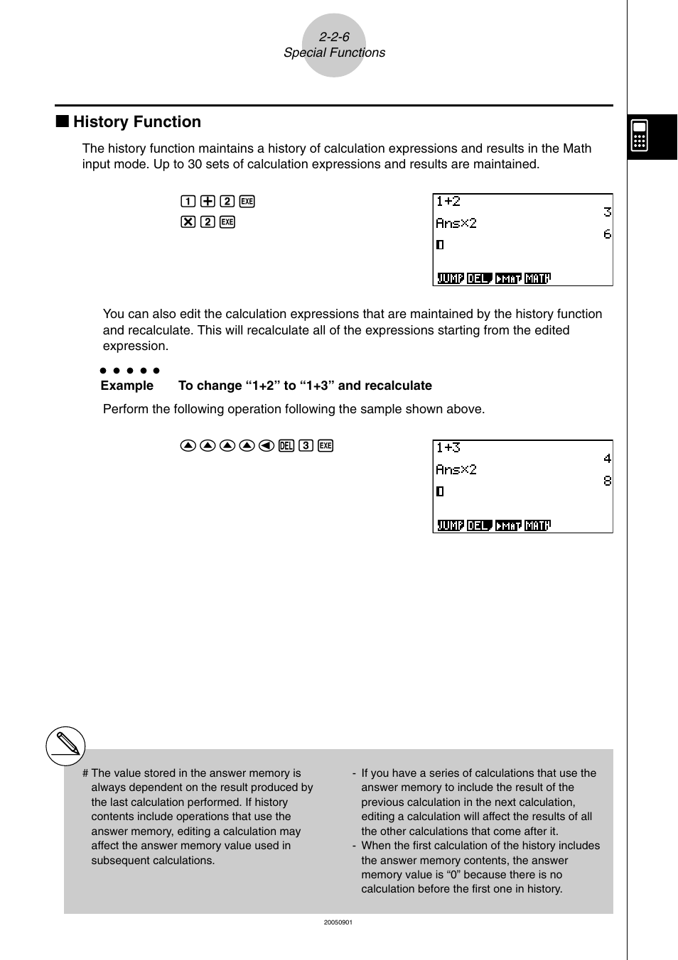 Kk history function | Casio fx-9860G SD User Manual | Page 78 / 596