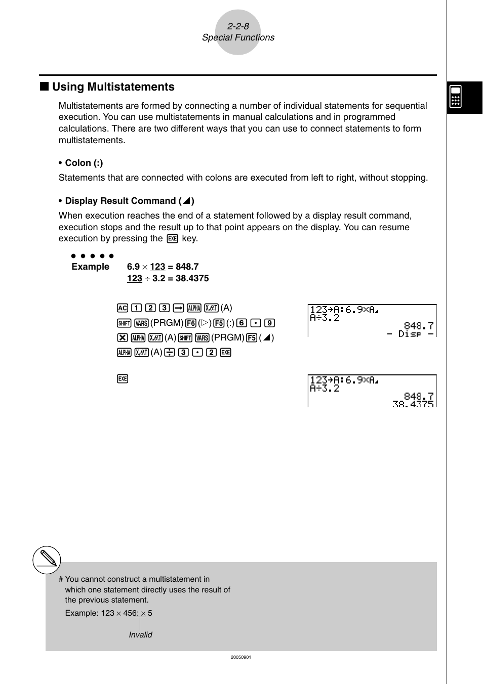 K using multistatements | Casio fx-9860G SD User Manual | Page 80 / 596