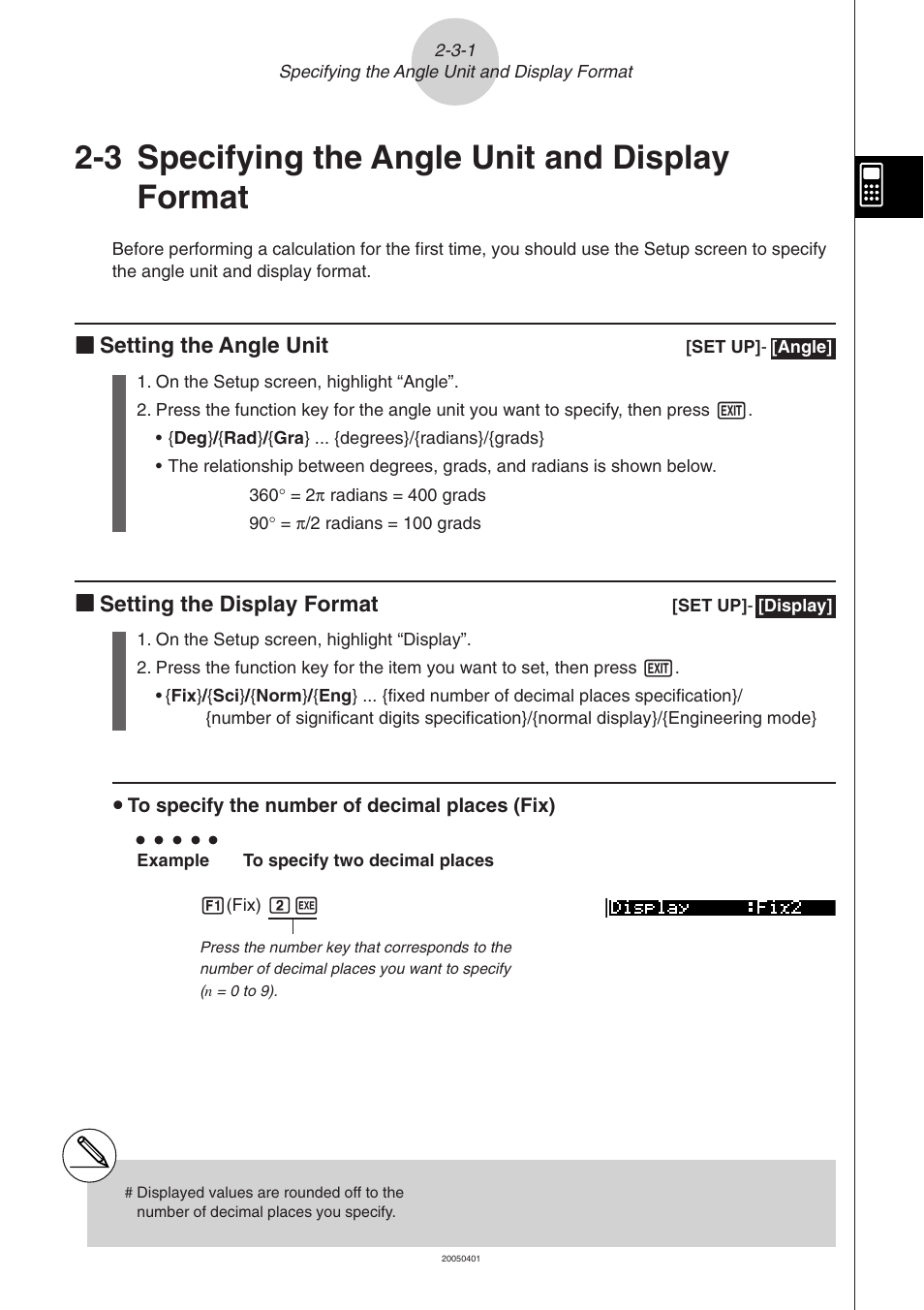 3 specifying the angle unit and display format, Specifying the angle unit and display format -3-1, Specifying the angle unit and display format | Casio fx-9860G SD User Manual | Page 81 / 596